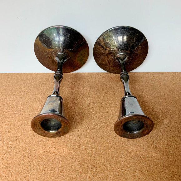 Vintage Valero Spain Pair Of Silver Plated Candle Sticks - Picture 13 of 16